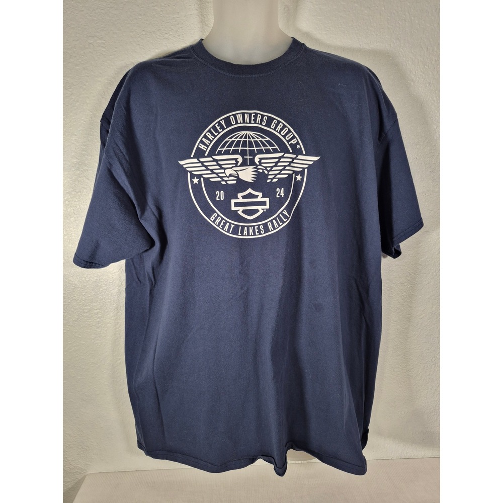 Harley Owners Group 2024 Great Lakes Rally T-Shirt Mens 2XL Navy HOG Wisconsin